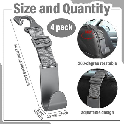 Unittype 4 Pcs Hard Hat Hook for Truck Adjustable Hard Hat Holder Hardhat Holder Truck Seat Back Organizer 55 lb Load Heavy Duty Hardhat Buddy Hanger Storage Car Vehicle Headrest Bag Gear (Grey) - Image 2