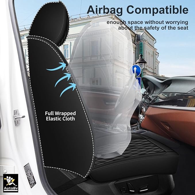 IKABEVEM Car Seat Covers Fit for Nissan Kicks 2018-2025 2026 Full Set | Waterproof Faux Leather, Airbag Compatible, Easy to Install & Wipe Car Seat Protector,5 Seats Covers Fit for Kicks, Black - Image 3