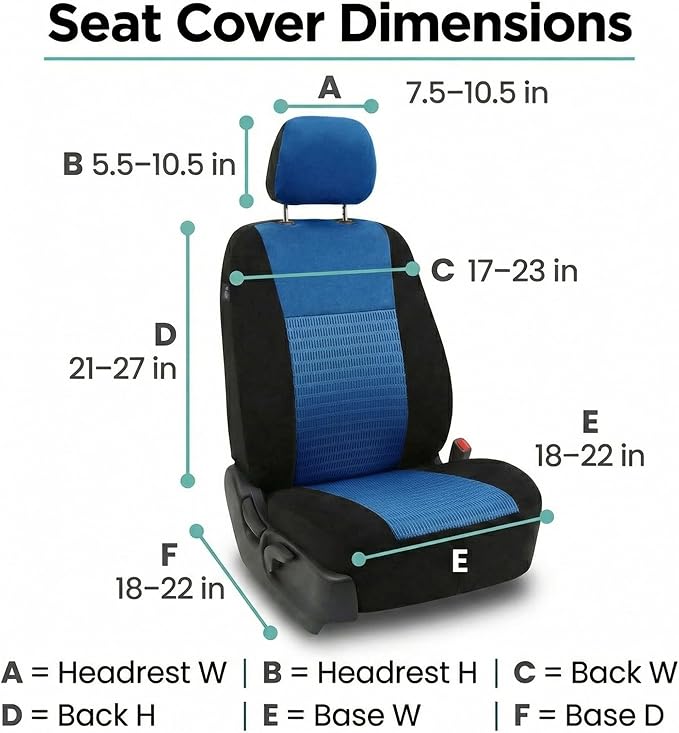 FH Group Universal Car Seat Covers Front Set for SUV Truck Sedan Vans | 3D Textured Breathable Fabric Seat Cover Set Protector with Airbag Compatible Interior Upgrade - Blue - Image 8