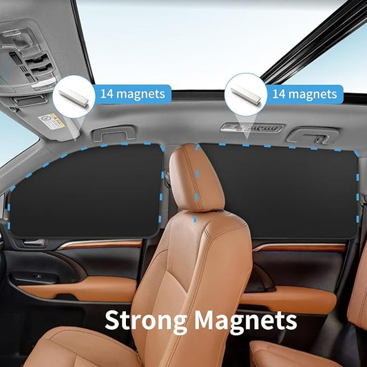 Magnetic Car Window Shades - 100% Block Light Car Curtains - 4Pcs | Universal Fit Side Window Sun Shades Car Window Covers Keep Cooler Feeling, Thicken(thickset, 4pcs) - Image 2