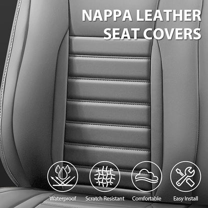 CAR PASS Nappa Leather Car Seat Covers Full Set, Luxury Seat Protector for Cars, Waterproof Anti-Slip Car Seat Cushion Armrest Compatible Airbag Universal for Sedan SUV Pick-up Truck Automotive, Gray - Image 6