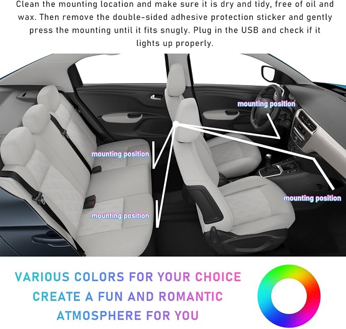 Ohleats Car LED Strip Light, 48 LED RGB Auto Interior Atmosphere Lights, Cigarette Lighter Under Dash Ambient Night Light, Interior Lamp Lighting Kit (Red, USB) - Image 6
