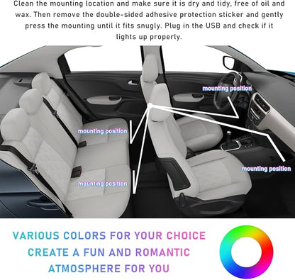 Ohleats Car LED Strip Light, 48 LED RGB Auto Interior Atmosphere Lights, Cigarette Lighter Under Dash Ambient Night Light, Interior Lamp Lighting Kit (Blue, USB) - Image 6