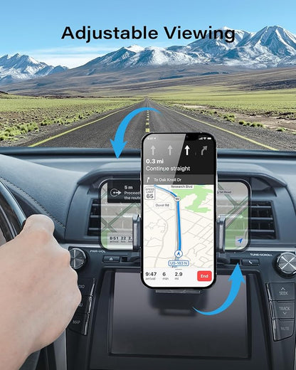 APPS2Car Sturdy CD Slot Phone Mount with One Hand Operation Design | Hands-Free Car Phone Holder, 360° Rotation, Easy Removal, Universally Compatible with All iPhone & Android Phones Smartphone - Image 4