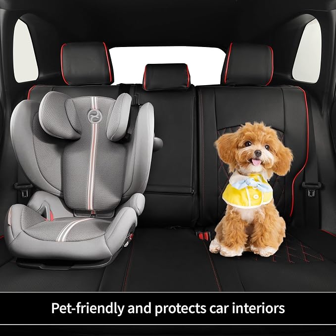EKR Rav4 Seat Covers Custom Fit for Toyota Rav4 (Hybrid) Woodland/Limited 2026, Leather Car Seat Cover Full Set for SUV,Faux Leather(Black with Red Piping) - Image 5