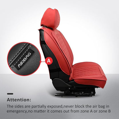 Front Seat Covers,Waterproof Car Seat Covers Leather Seat Protector | Seat Covers Wine Red,Universal Seat Covers,Breathable Seat Protector For Most SUV Sedan Truck For Families,Pets,Commuters - Image 3