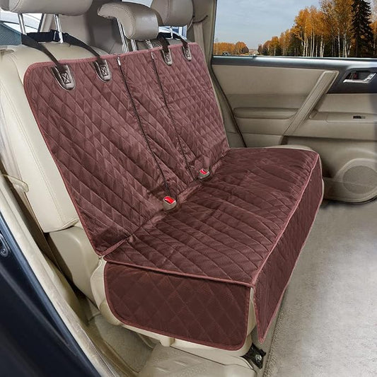 ANOSOSPECIAL Dog Car Seat Cover for Back Seat Cover for Kids,Non Stick Fur Rear Seat Protector for Pet,Nonslip Waterproof Universal Fit Interior Backseat Covers for Auto Van SUV (Large, Coffee Brown) by ANOSOSPECIAL