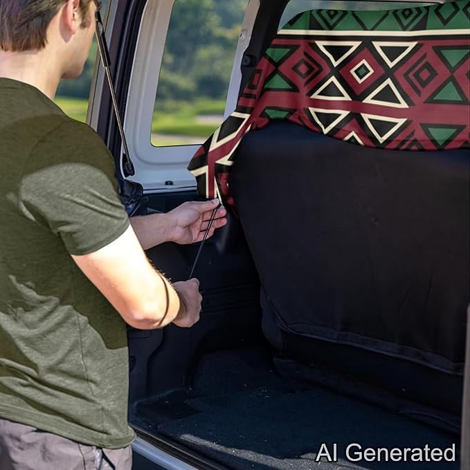 Bear Sunflower American Aztec Tribal Print Car Seat Cover Universal Rear Seat Cover Sport Seat Cover for Back Seat Split Bench Car Seat Protector Auto Interior Accessories for SUV Sedan - Image 5