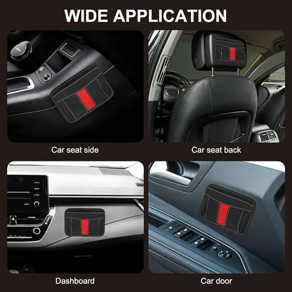 HARFINGTON 2pcs Car Seat Side Pocket Organizer PU Leather Auto Door Console Storage Bag Car Seat Gap Filler Multifunctional Car Pocket Pouch for Keys Coins Phone Sunglasses, Black - Image 6