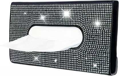 Blingbling Car Tissue Holder, Sun Visor Napkin Box | Premium PU Leather, Auto Napkin Case, Mask Holder for Car, with Tissue Refill, Vehicle Interior Accessories, Black - Image 8