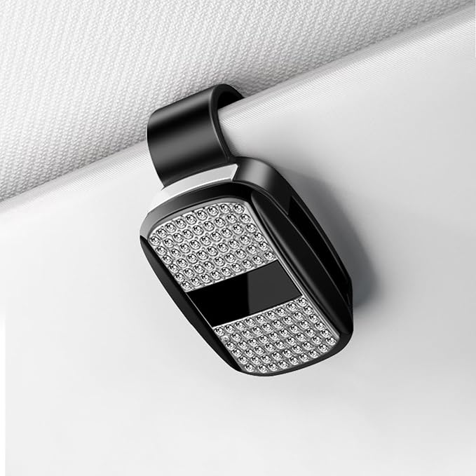 Sunglass Holder for Car Visor Clip, Push-Button Opening Car Sunglass Holder, Visor Sunglasses Holder Clip, Fits Cars, Trucks, SUVs and More (Diamond Surface Style) by Pakanana