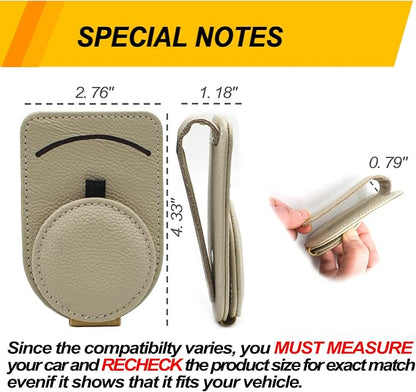 Sunglass Holder for Car Visor, Magnet Adsorbed Sunglasses Holder for Car Accessories Parts, Leather Car Sunglass Holder, Car Visor Sunglasses Clip for Glasses Cards (2PCS, Beige) - Image 6