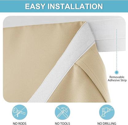 RYB HOME Blackout Door Curtain for Patio Front Tricia French Door Window | Thermal Insulated, Self Adhesive, Privacy, For Patio Kitchen Front Entry Front Back Door Glass Window, W30 x L69, 1 Panel - Image 2