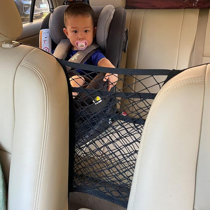 3-Layer Stretch Car Mesh Organizer, Car Seat Net, Dog Net for Barrier | 3-Layer Stretch Car Back Seat Mesh Organizer, Seat Back Net Bag, Dog Car Net Barrier, Kid Backseat Barrier, Storage Net Pouch - Image 2