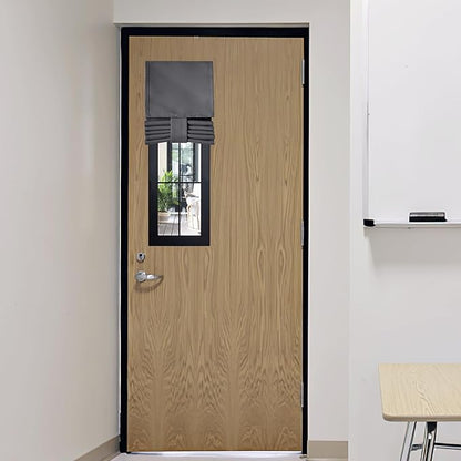 RYB HOME Classroom Door Window Cover, Blackout Door Lockdown Shades | Emergency Lockdown Shade for School Door Window, Room Darkening Block Views, Office Door Curtain, W8 x L36, Grey, 1 Panel by RYBHOME