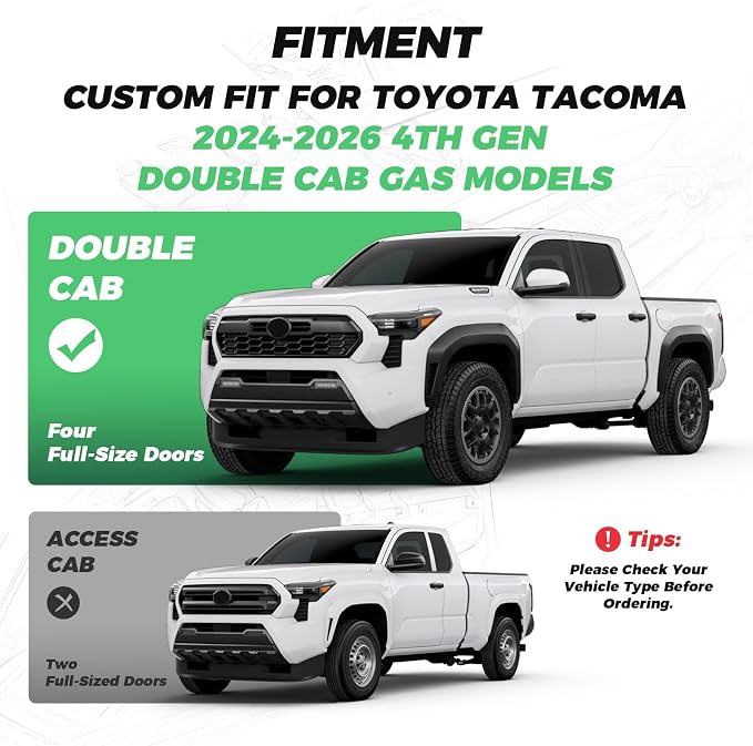 RIDEPOSH Custom Leather Seat Covers for Toyota Tacoma Double Cab 2024-2026 | full set, BKblue, OEM fit, premium waterproof leather, anti-slip, extra pockets, long-term durability, airbag compatible - Image 6