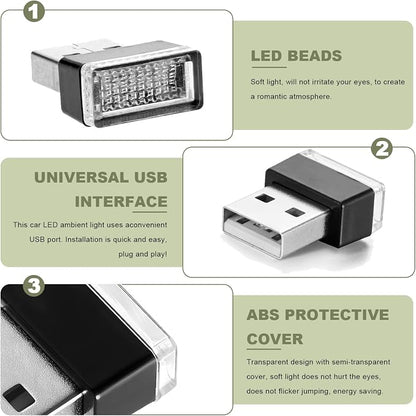 4 PCS USB LED Car Interior Atmosphere Lamp, Mini Night Light Plug-In Trunk Ambient Lighting Kit, Portable USB Interface LED Lamp Interior Decoration for Vehicle Home Office (Purple) - Image 3
