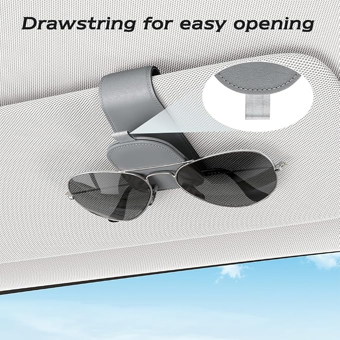 Sotfamily Magnetic Sunglass Holder for Car Visor, 2 Packs, Faux Leather | Strong Magnetism, for Most Car Visors, No Marks on Visor, Gift-Ready Packaging, Sunglass Organizer, Car Accessories for Men - Image 5