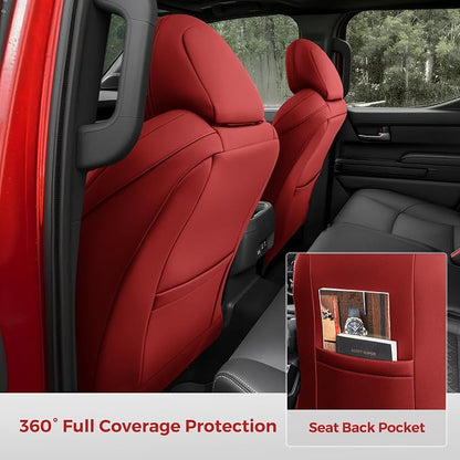 DiffCar® Seat Covers for Toyota Tacoma 2026 2025 2024 Double Cab(Gas Only), Front Seat & Console Covers Only, Faux Nappa Leather Custom Fit Car Protectors Accessories for Tacoma 4th Gen, Red Camo - Image 7