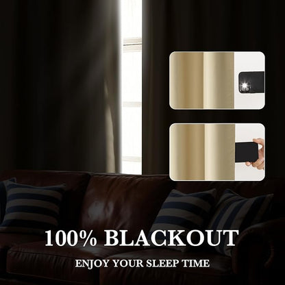 RYB HOME Bedroom Blackout Curtains 63 inches Long, 100% Blackout | Thermal Insulated, Noise Reducing, Curtains for Living Room Nursury, For Sleep, W42 x L63, Biscotti Beige - Image 4