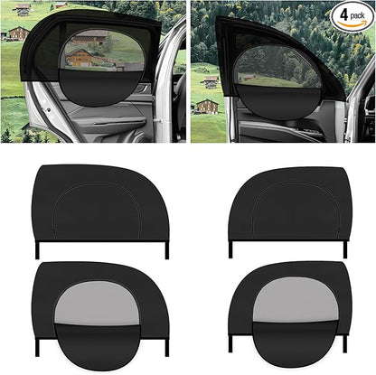 4PCS Zipper Car Window Shades for Side Window,Blackout & Mesh Car Windows Screens for Camping & Privacy,Breathable Front/Rear Cars Windows Covers with Nylon Stickers by Unknown