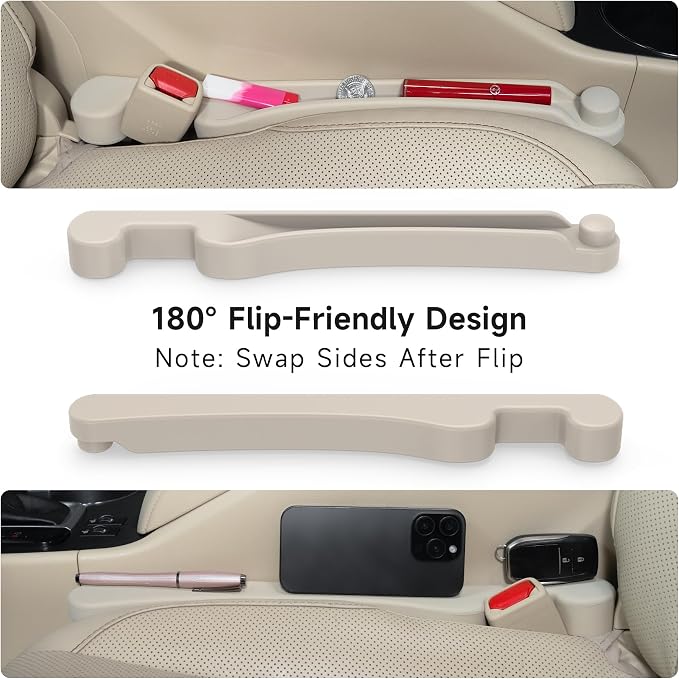 Givifive Car Seat Gap Filler Organizer 2Pack Soft Foam 3IN1 Multifunctional | Seat Side Gap Filler Strip with Slot & Hook Universal Fit Car SUV Truck Fill The Gap Between Seat & Console (Standard Ivory) - Image 7