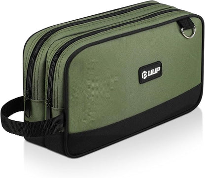 12" Small Tool Bag, Divider Zipper Pouch Tool Box Organizer | Waterproof, Heavy-duty Oxford, Smooth Zipper, Handle & D-Ring, Storage Case for Car Work Tool. Electrician Gift,Green by UUP
