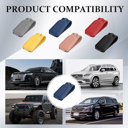 2PCS Sunglass Holder for Car Visor, Visor Sunglasses Holder Clip, Magnetic Leather Eyeglass Hanger Clip for Car, Auto Accessories Eyeglass and Ticket Card Storage Mount for Vehicles (Blue) - Image 6