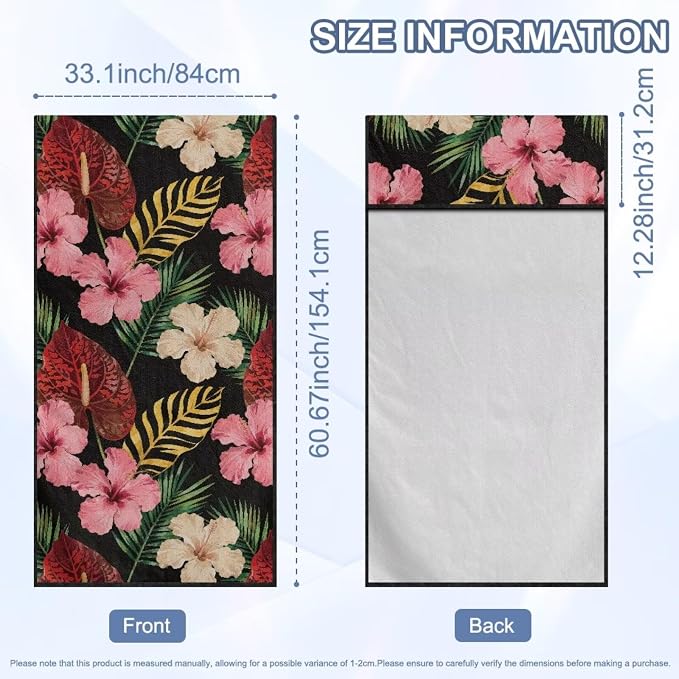 Hawaiian Hibiscus Car Seat Towel Cover After Gym with Storage Bag Sweat Auto Interior Seat Protector Tropical Hibiscus Flowers Car Interior Accessories for Swimming Yoga Running Sweat Towel - Image 7