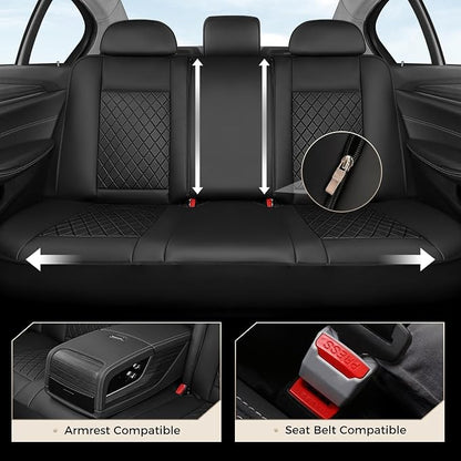 Coverado Car Seat Covers Full Set, Automotive Leather Seat Covers for Car，Universal Fit Front Back Seat Cover, Non-Slip Waterproof Breathable Car Seat Protector - Image 6