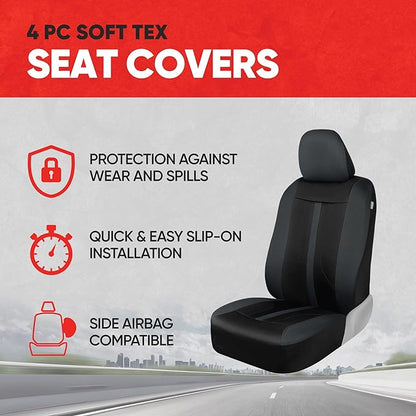 Motor Trend Front & Rear Car Seat Covers Full Set - Charcoal Cloth Bucket Seat Covers for Front Seats + Waterproof Rear Split Bench Cover – Universal Fit for Car Truck SUV Van Interior Protection - Image 6