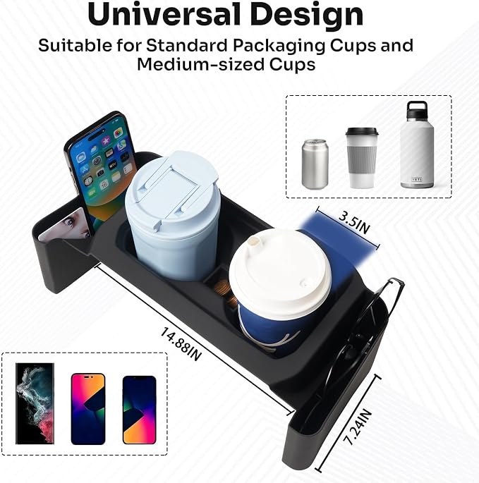 Autorder Center Console Cup Holder Insert for 2016-2023 Toyota Tacoma Interior Accessories, TPE Silicone Material 2-in-1 Center Console Drink Cup Holder Insert - Image 5