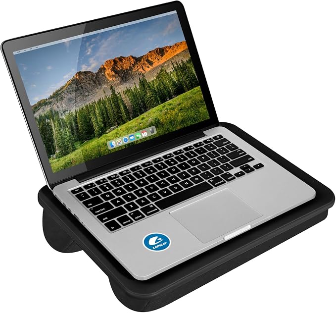 LAPGEAR Compact Lap Desk – Black, Fits 14" Laptops | Microbead Cushion, Built-In Pencil Slot, Carry Handle, Fits Standard Letter-Size Paper (8.5" × 11") - Image 7
