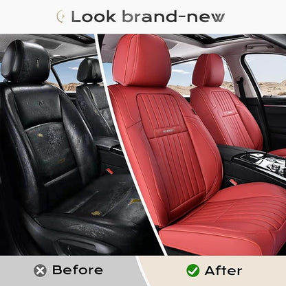 Coverado Car Seat Covers Front Seats, Seat Covers for Cars, Car Seat Protector, 2-Pack Car Seat Cushion Nappa Leather, Waterproof Seat Covers Carseat Cover Universal Fit for Most Cars Trucks(Red) - Image 8