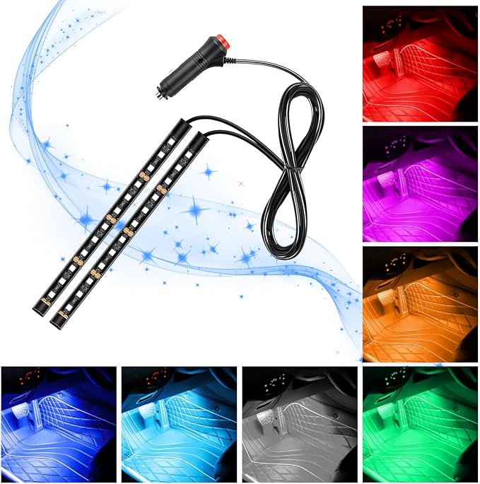 Car LED Strip Light, 12V 24 LED Vehicle Under Dash Neon Ambient Night Decor Lamp with Cigarette Lighter Plug, Automotive Interior Lighting Accessories, Universal for SUV Truck Sedan (Red) - Image 6