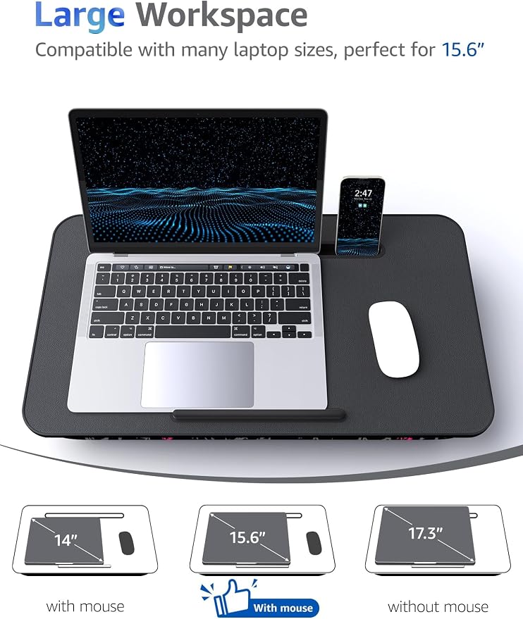 L.DOCTOR Cushioned Lap Desk, Large, Crown Skull | Portable for Bed, Couch & Floor, Washable Cushion, Built-in Phone & Tablet Slot, Fits 17.3" Laptop, Working, Writing, Gaming - Image 6