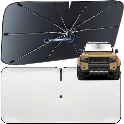 Windshield Sun Shade Umbrella for Toyota Land Cruiser 2024-2026 | Heat-Reflective Front Window Shade, Umbrella Sunshade Cover Blocks Heat, Protects Interior, Vehicle-Specific Precision Fit by Fshaanys