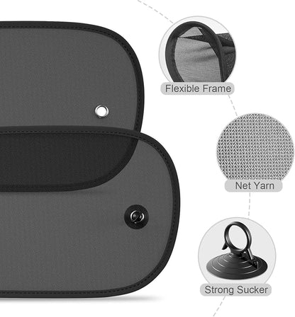 Car Window Shade, 2 Pack Car Sun Shade for Window Baby Suction Cups Sunshade for Side Window Sun and UV Block for Kids/Adults/Pets - 17.3''x14'' Universal Fits - Image 7