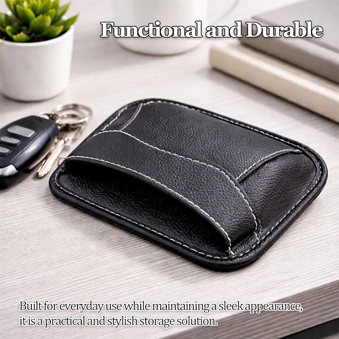 Black Car Seat Side Pocket Organizer, Leather Mini Storage Pouch for Auto Door, Window, and Console, Holder Tray, Vehicle Seat Gap Filler for Registration, Documents, and Notepad ﻿ - Image 6