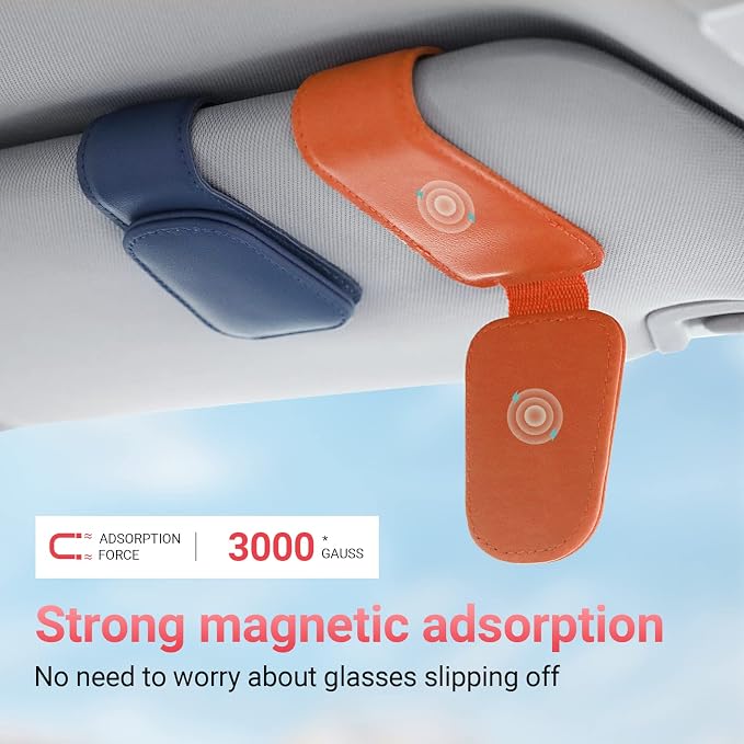 Sunglass Holder for Car Sun Visor Sunglasses Clip Car accessories -Orange | sun visor organizer, ticket card clip, eyeglass sunglasses holder, one-handed magnetic, anti-scratch, car decor for truck SUV - Image 4