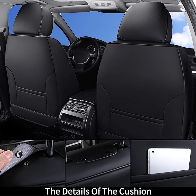 Coverado Car Seat Covers, Seat Covers for Cars, Waterproof Leather Auto Seat Protectors, Leather Car Seat Cushion, Car Interiors Accessories Universal Fit for Most Cars - Image 2