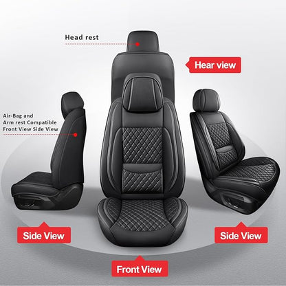 MIROZO 2PCS Front Seat Covers Full Coverage Universal for SUV Sedan Truck | Seat Covers Black,Leather Car Seat Covers,2PCS Front Car Seat Protector For SUV Sedan Truck For Families, Pets,Commuter - Image 6
