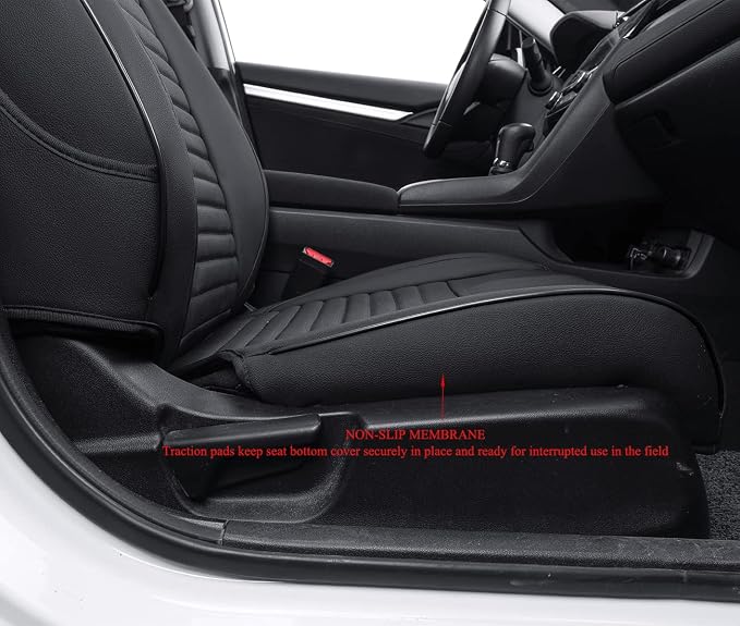 EKR Civic Seat Covers Custom Fit for Honda Civic (Hatchback) 2017 2018 2019 2020 2021(Rear W/NO Armrest),Waterproof Leather Car Seat Cover Full Set,Faux Leather(Black) - Image 2