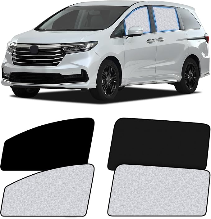 Zatooto Honda Odyssey Sunshade 2020-2024,Reflective & Magnetic & Privacy | 4 Pack Custom Fit. Keeps Car Cool. Ideal for Camping, Naps & Protecting Valuables. Easy Foldable Storage. by ZATOOTO
