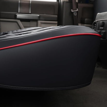 Huidasource Tacoma Back Row Seat Covers, Split Rear Bench Leather Seat Cover Fit for 3rd Gen Toyota Tacoma 2016-2023 Double & Crew Cab SR SR5 Limited TRD Sport/Pro/Off Road (Back Row/Black&Red) - Image 8