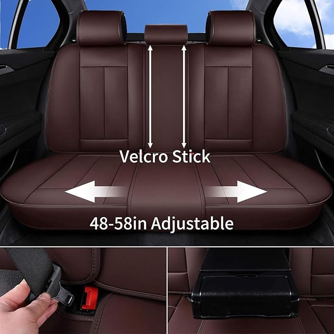 Coverado Car Seat Covers, Seat Covers for Cars, Waterproof Leather Auto Seat Protectors, Leather Car Seat Cushion, Car Interiors Accessories Universal Fit for Most Cars - Image 7