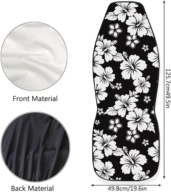Hawaiian Florals Front Car Seat Cover for Women 2 Pcs Hibiscus Car Seat Covers Removable Automotive Accessories for Most Cars SUVs and Sedans - Image 7