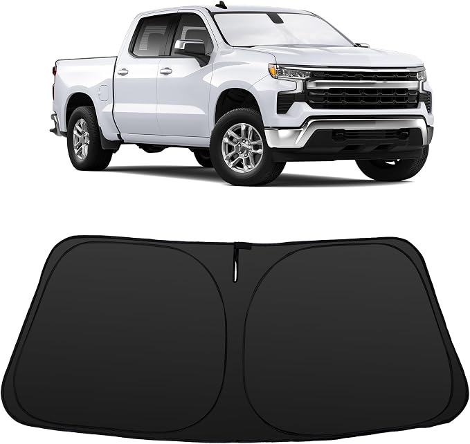 Windshield Sun Shade for 2019-2026 /Chevy Silverado 1500 | Foldable, Full covered for windshield, Block UV Rays, Heat Reduction, Easy to install, Keeps Car Cooler by YYCKE