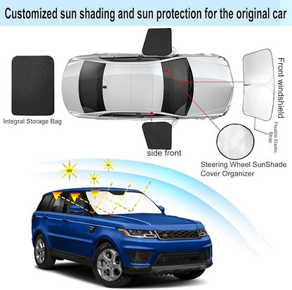 3PCS Car Window Shades Front Windshield Sun Shade Foldable Window Shade Custom Fit for 2014-2019 La-nd Ro-ver Range Rover Sport Car Shades for Front Windows Anti-UV Rays Block Heat - Image 3