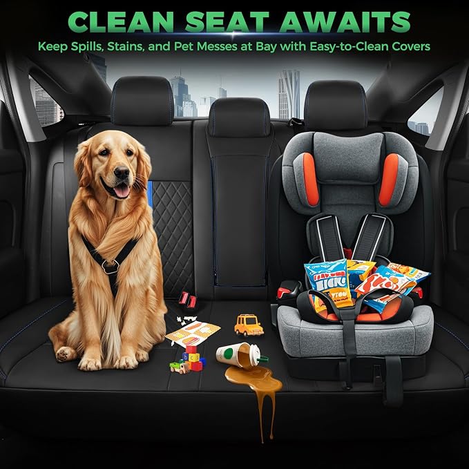 RIDEPOSH Custom Fit Seat Covers for Honda Civic 2022-2026 | Hatchback Sport LX, Faux Leather, 60/40 Split Rear, No Rear Armrest, Waterproof, Airbag Compatible, Full Set, Easy-to-clean - Image 7